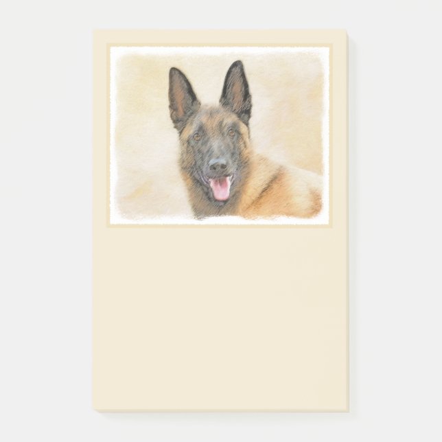 Belgisch Malinois Malerei - Niedliche Original Hun Post-it Klebezettel (Vorderseite)