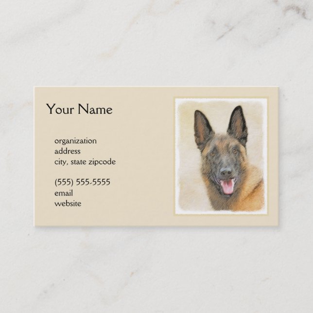 Belgisch Malinois Malerei - Niedliche Original Hun Visitenkarte (Vorderseite)