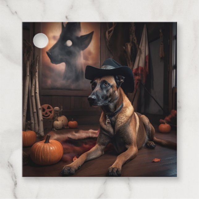 Belgisch Malinois Pumpkins Halloween Beängstigend Geschenkanhänger (Vorderseite)