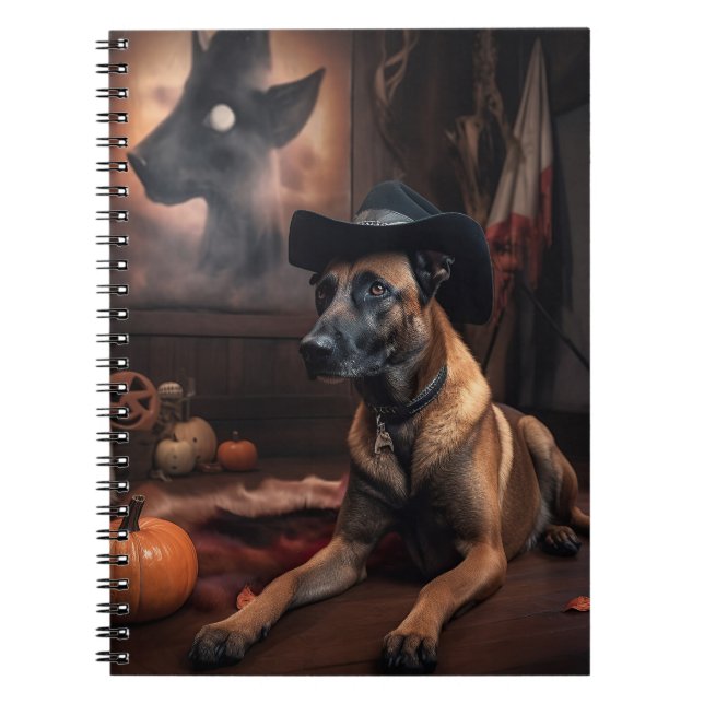Belgisch Malinois Pumpkins Halloween Beängstigend Notizblock (Vorderseite)