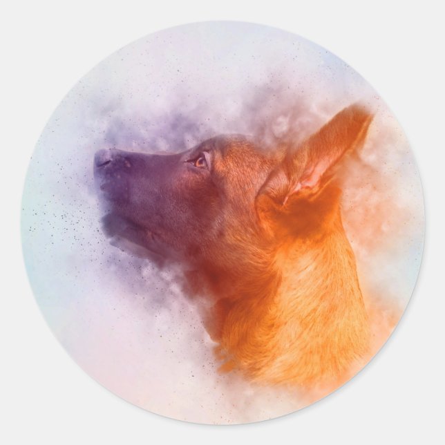 Belgisch Malinois Puppy Painting - Mechelaar Runder Aufkleber (Vorderseite)