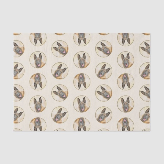 Belgisch Malinois Shepherd Mahogany Malerei Art Seidenpapier (Vorderseite)