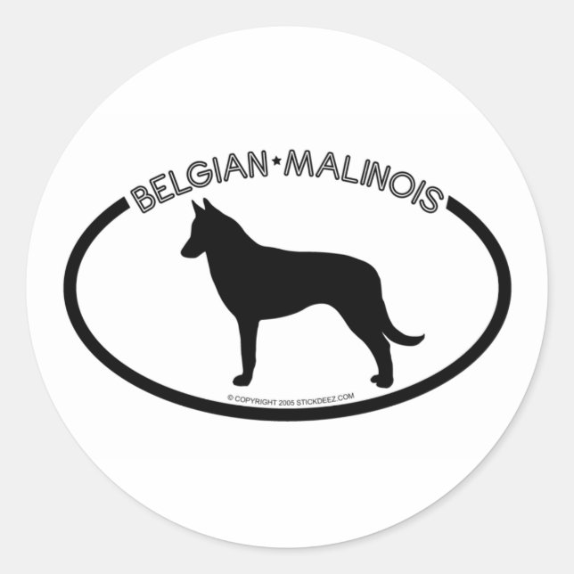 Belgisch Malinois Silhouette Schwarzer Sticker (Vorderseite)