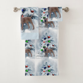 Belgisch Malinois Weihnachten Badhandtuch Set
