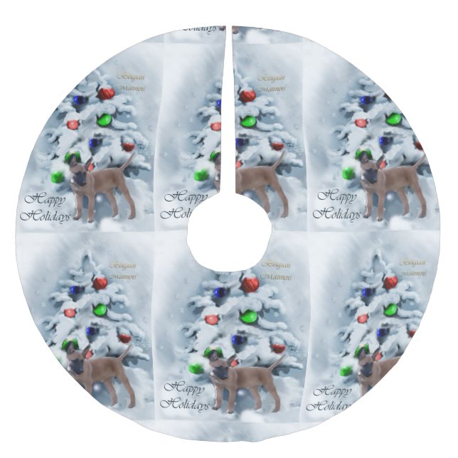 Belgisch Malinois Weihnachten Polyester Weihnachtsbaumdecke (Vorderseite)