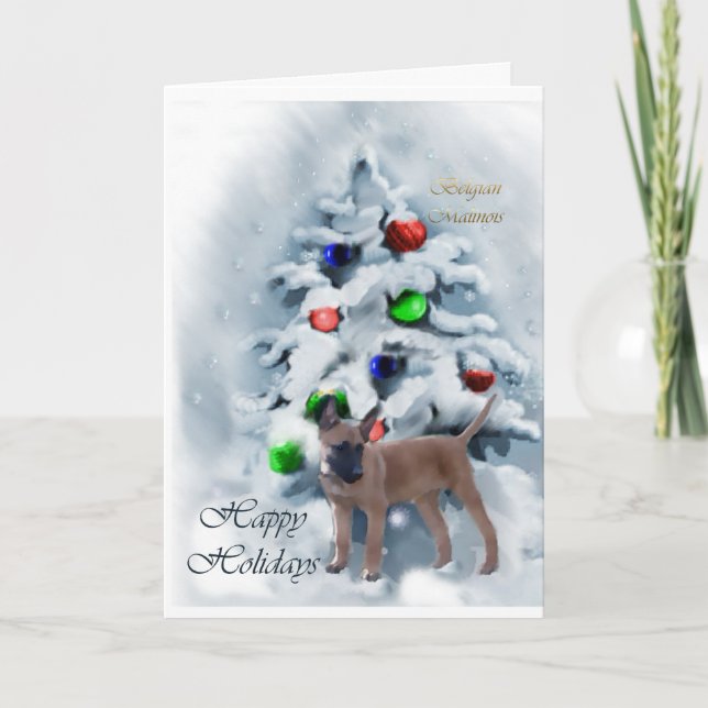 Belgisch Malinois Weihnachtsgeschenke Feiertagskarte (Vorderseite)