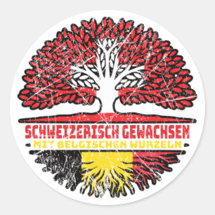 Belgisch Schweizer Schweiz Baum Belgien Wurzel Runder Aufkleber