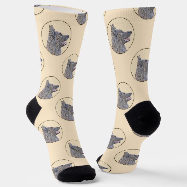 Belgisch Tervuren Shepherd Mahogany Malerei Art Socken (Gewinkelt)