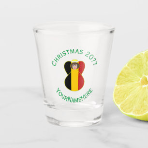 Belgische Angel-Weihnachtsflagge Personalisiert Schnapsglas