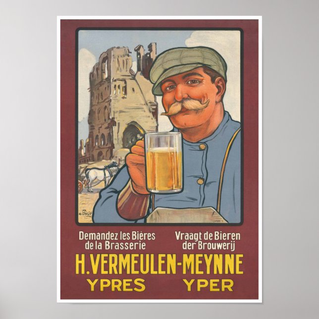 Belgische Beer Vermeulen Brewery Ypres Flanders Poster (Vorne)