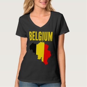 Belgische Belgien Länderkarte Flagge T-Shirt