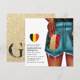 Belgische Denim Girl Graduation Party - Einladung