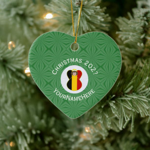 Belgische Engel Weihnachtsflagge Personalisiert  Keramik Ornament