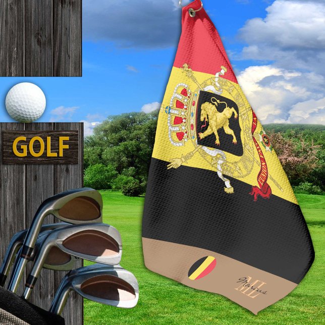 Belgische Flagge & Belgien mit Monogramm Golfhandt Golfhandtuch (Von Creator hochgeladen)
