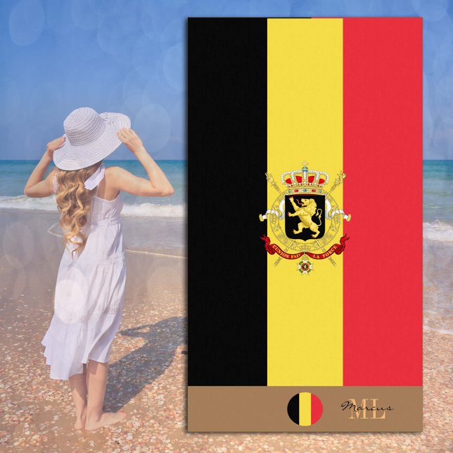Belgische Flagge / Belgien mit Monogramm / Strandt Strandtuch (Von Creator hochgeladen)