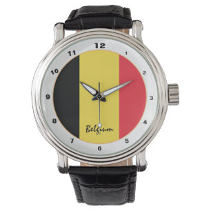 Belgische Flagge & Belgiens trendige Mode / Design Armbanduhr