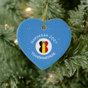 Belgische Flagge Chanukka-Engel Name Jahr Herz Keramik Ornament