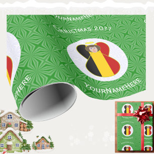 Belgische Flagge Engel Weihnachten Personalisiert Geschenkpapier