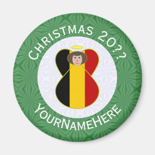 Belgische Flagge Engel Weihnachten Personalisiert Magnet