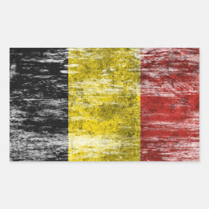 Belgische Flagge mit Scuffed und Worldof Rechteckiger Aufkleber