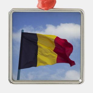 Belgische Flagge RF) Silbernes Ornament