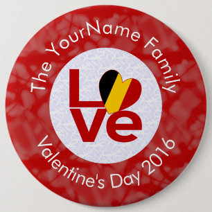 Belgische Flagge Rote Buchstaben LOVE Weiß auf Rot Button