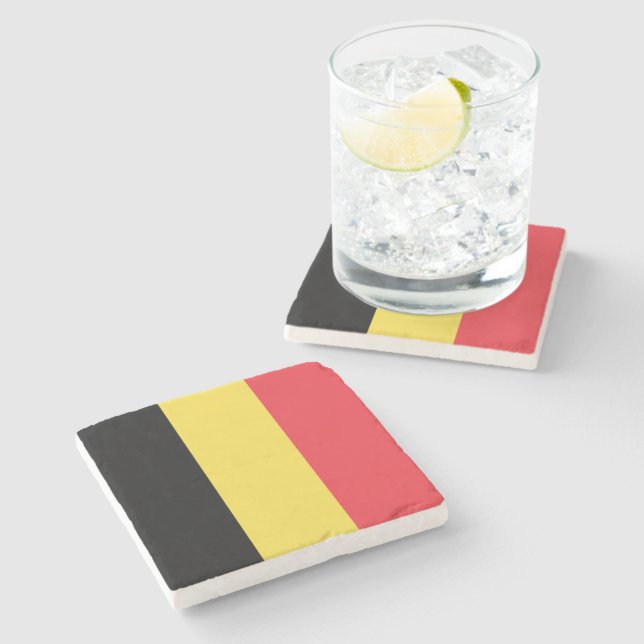 belgische Flagge Steinuntersetzer (Seitenansicht)