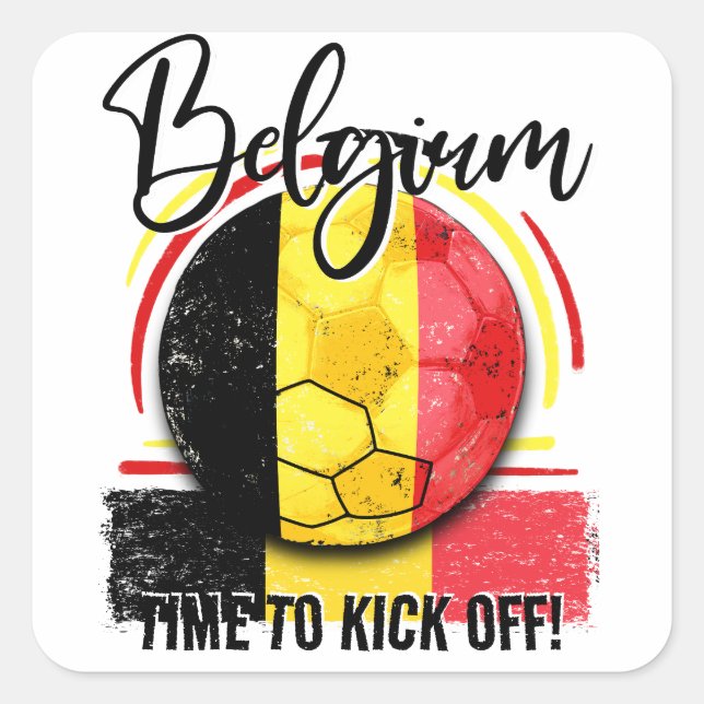 Belgische Fußballflagge Quadratischer Aufkleber (Vorderseite)