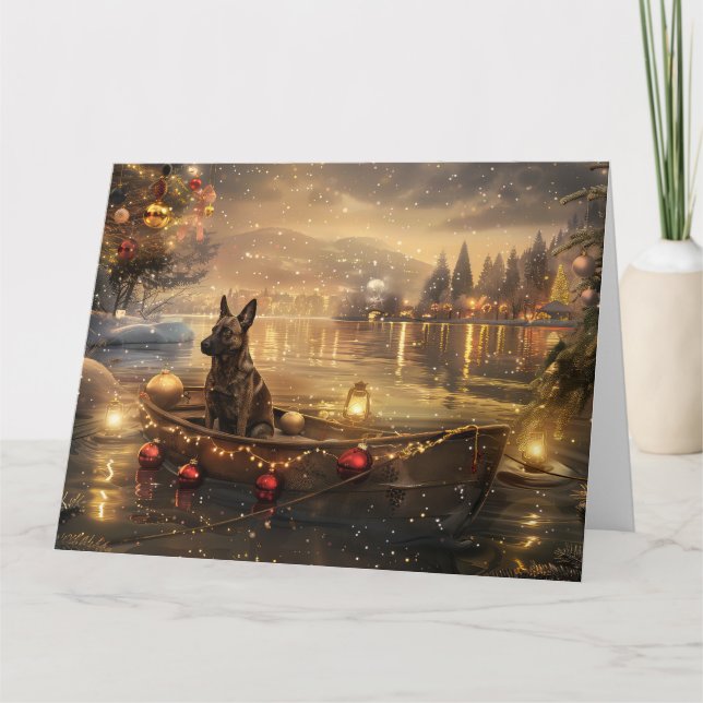 Belgische Malinoi Weihnachtsfeiertage Karte (Vorderseite)
