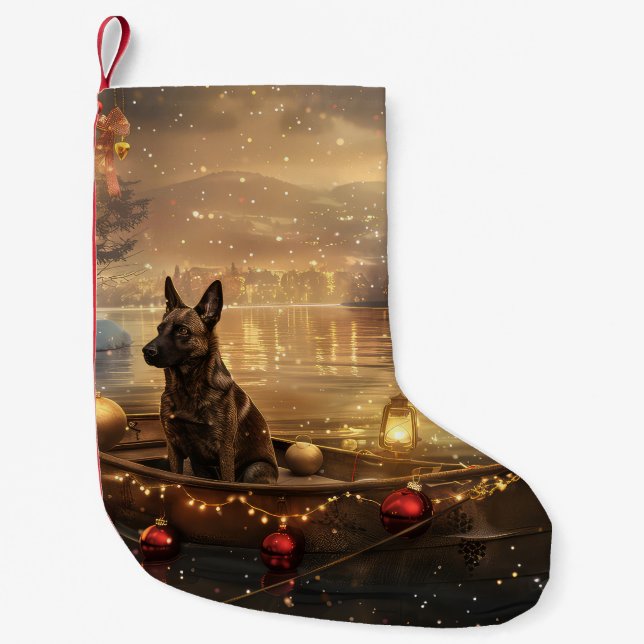Belgische Malinoi Weihnachtsfeiertage Kleiner Weihnachtsstrumpf (Vorderseite)