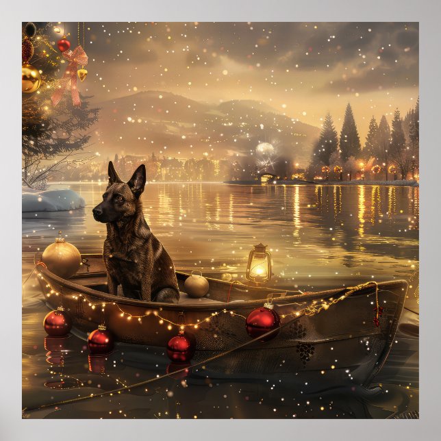 Belgische Malinoi Weihnachtsfeiertage Poster (Vorne)