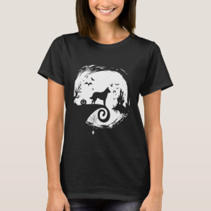 Belgische Malinois Halloween Kostümmond-Silhouette T-Shirt