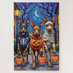 Belgische Malinois-Hunde beim Trick-or-Treat an Ha