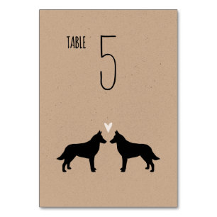Belgische Malinois-Hunde-Silhouetten Hochzeitsempf Tischnummer