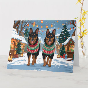 Belgische Malinois Hunde Weihnachtsschneeferien Karte