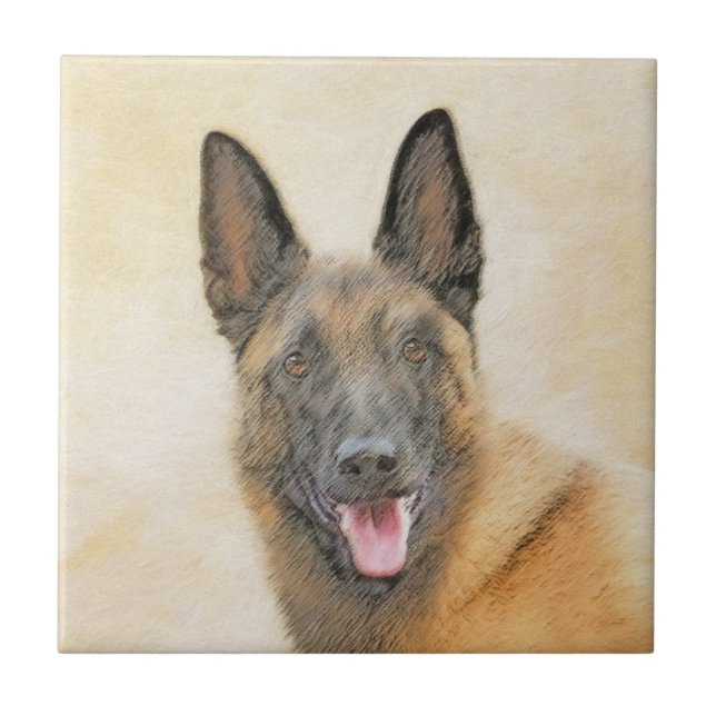 Belgische Malinois-Malerei - Niedliche Original Hu Fliese (Vorderseite)
