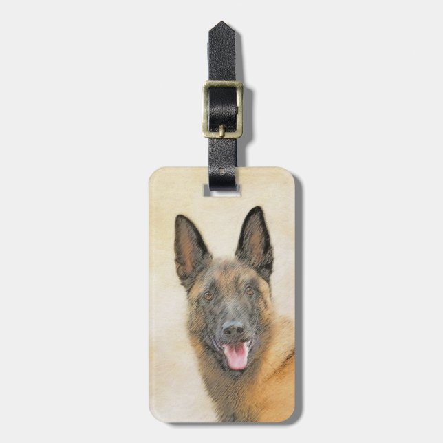 Belgische Malinois-Malerei - Niedliche Original Hu Gepäckanhänger (Vorderseite vertikal)