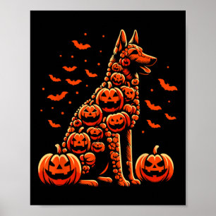 Belgische Malinois Pumpkin-Kürbislaterne Halloween Poster
