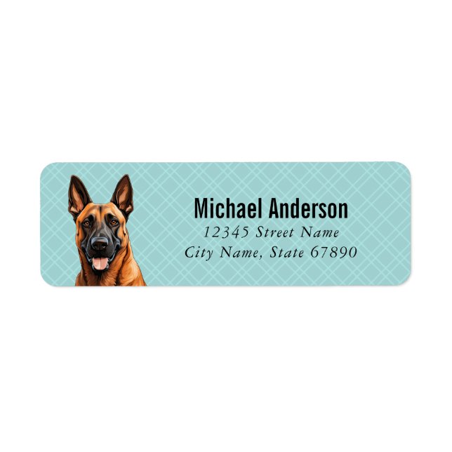Belgische Malinois-Rücksendeadressen-Aufkleber (Vorne)