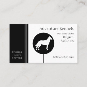 Belgische Malinois Silhouette Moderne Schwarz-weiß Visitenkarte