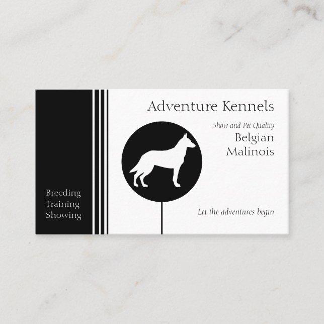 Belgische Malinois Silhouette Moderne Schwarz-weiß Visitenkarte (Vorderseite)
