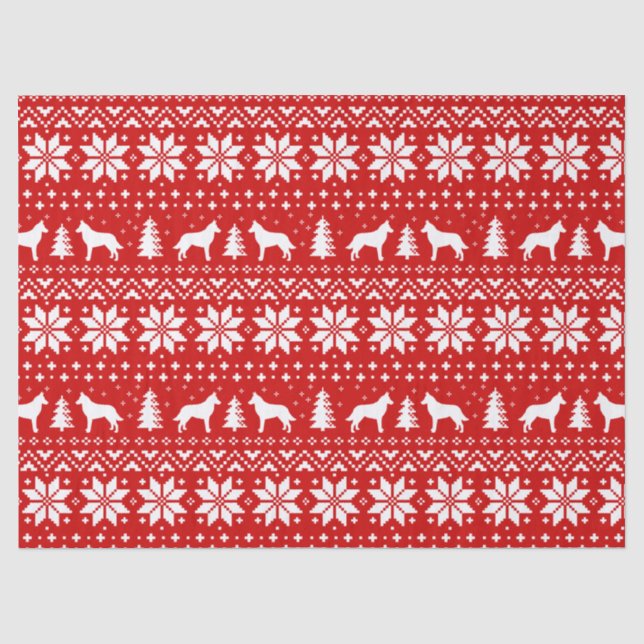 Belgische Malinois Silhouetten Weihnachtsmuster Ro Seidenpapier (Vorderseite)