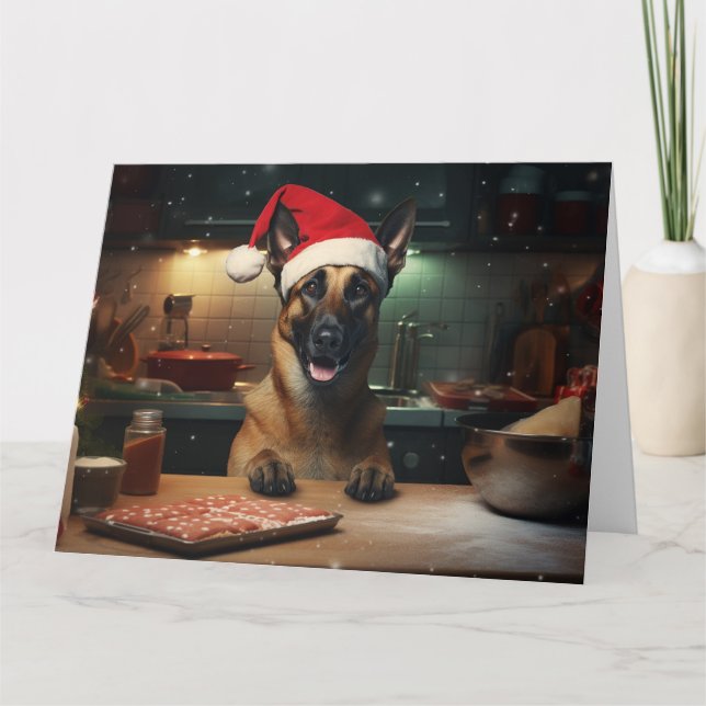 Belgische Malinois Weihnachtskost Feiertag Karte (Vorderseite)