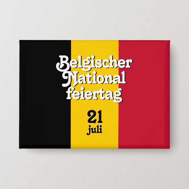 Belgische Nationalfeiertag-Fahne Button (Vorderseite)