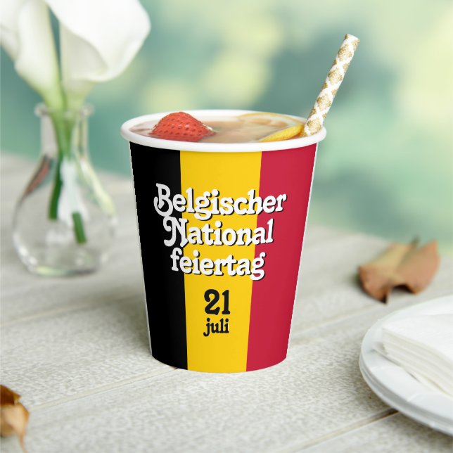 Belgische Nationalfeiertag-Fahne Pappbecher (In Situ)