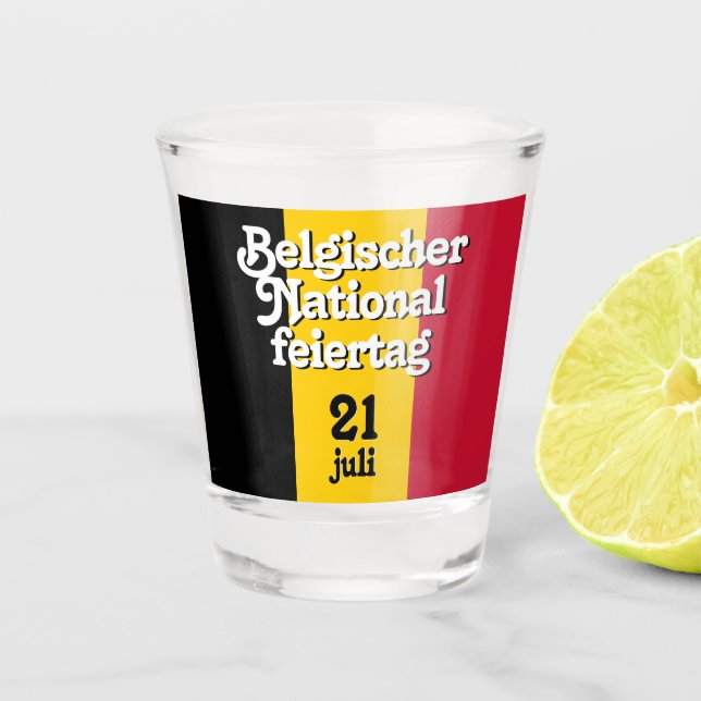 Belgische Nationalfeiertag-Fahne Schnapsglas (Vorderseite)