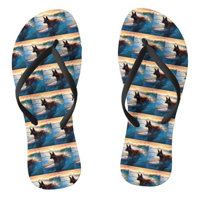 Belgische Schäfer-Strandmalerei Flip Flops (Fußbett)