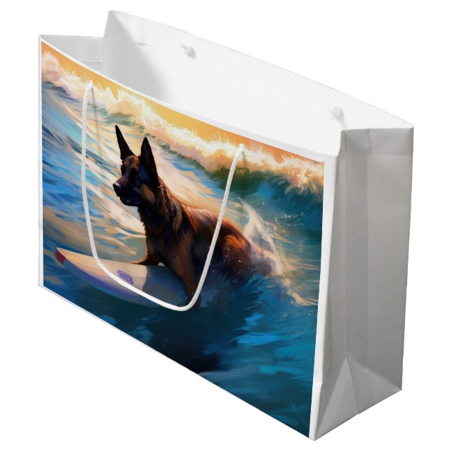 Belgische Schäfer-Strandmalerei Große Geschenktüte (Vorderseite Schrägansicht)