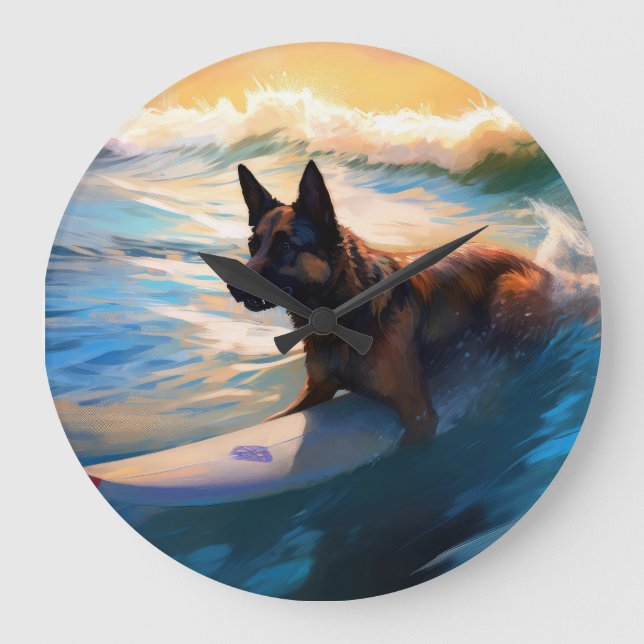 Belgische Schäfer-Strandmalerei Große Wanduhr (Vorderseite)