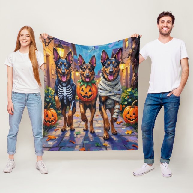 Belgische Schäferhunde - Trick-or-Treating Hallowe Fleecedecke (Beispiel)